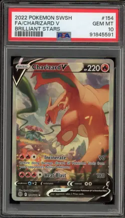 Pokemon Charizard V Brilliant Stars Full Alt Art #154 PSA 10 Gem Mint - Image 1