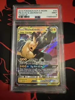 Pokemon Sun & Moon Team Up PIKACHU & ZEKROM GX 33/181 PSA 9 Mint - Image 1