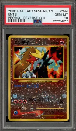 Pokemon Entei Neo 2 Japanese Reverse Holo Promo #244 PSA 10 Gem Mint - Image 1