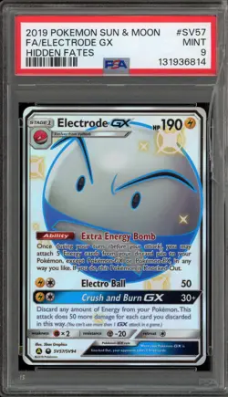 Pokemon Electrode GX Hidden Fates Full Art #SV57 Damaged Slab PSA 9 Mint - Image 1