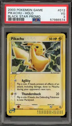 Pokemon Pikachu Black Star Holo Promo #012 PSA 3 - Image 1