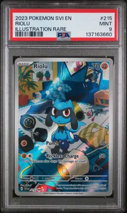 2023 POKEMON SVI EN-SCARLET & VIOLET ILLUSTRATION RARE #215 RIOLU PSA 9 - Image 1