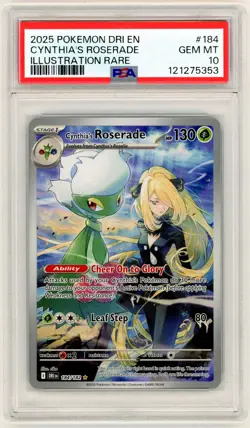 2025 POKEMON DRI EN DESTINED RIVALS ILLUSTRATION RARE CYNTHIA'S ROSERADE PSA 10 - Image 1