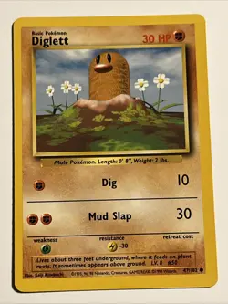 Diglett 047/102 Base Set Regular 1999 Unlimited Pokemon Game TCG - Image 1