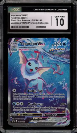 Pokemon Vaporeon VMAX Premium Coll. Full Alt Art Promo SWSH182 CGC 10 Gem Mint - Image 1