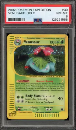 Pokemon Venusaur Expedition Holo Rare #30 Damaged Slab PSA 8 - Image 1