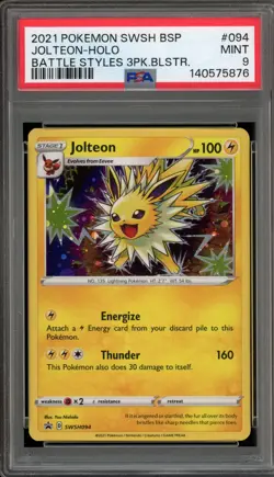 Pokemon Jolteon Battle Styles 3 Pk. Blister Black Star Holo Promo SWSH094 PSA 9 - Image 1