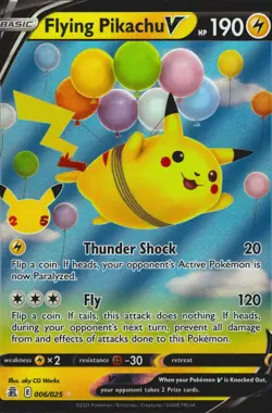 Flying Pikachu V 006/025 Ultra Rare Celebrations Mint Pokemon Card - Image 1