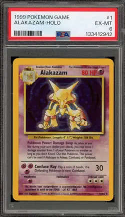 Pokemon Alakazam Base Set Unlimited Holo Rare #1 PSA 6 - Image 1