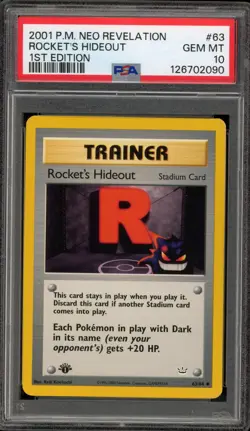 Pokemon Rocket's Hideout Neo Revelation 1st Edition #63 PSA 10 Gem Mint - Image 1