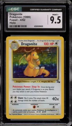 Pokemon Dragonite Fossil Unlimited Holo Rare #4 CGC 9.5 - Image 1