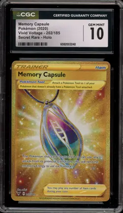 Pokemon Memory Capsule Vivid Voltage Secret Rare Full Art #202 CGC 10 Gem Mint - Image 1