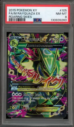Pokemon M Rayquaza EX XY Roaring Skies Full Art #105 PSA 8 - Image 1