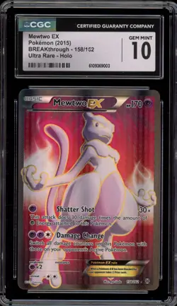 Pokemon Mewtwo EX XY Breakthrough Full Art #158 CGC 10 Gem Mint - Image 1