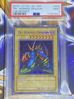 Yu-Gi-Oh! Legend of Blue Eyes TRI-HORNED DRAGON LOB-000 PSA 9 - Image 1