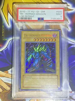 Yu-Gi-Oh! Legend of Blue Eyes TRI-HORNED DRAGON LOB-000 PSA 9 - Image 2