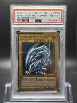 PSA 10 - 2020 Yugioh Blue Eyes White Dragon MAGO-EN001 Maximum Gold 1st Edition. - Image 1