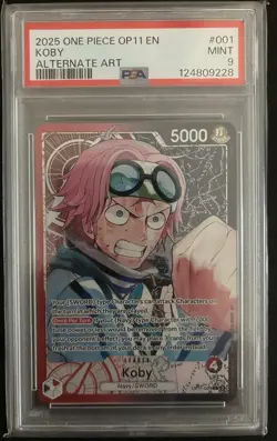 2025 One Piece OP 11 EN #001 Koby Alternate Art PSA 9 Mint - Image 1