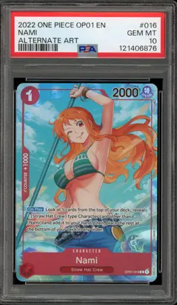 One Piece CCG Nami Alternate Art Pre Errata OP01-016 PSA 10 Gem Mint - Image 1