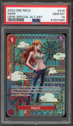 One Piece CCG Nami Special Alternate Art OP01-016 PSA 10 Gem Mint - Image 1