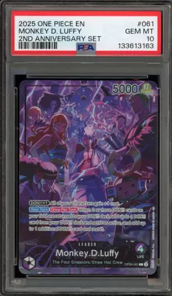 One Piece CCG Monkey.D.Luffy 2nd Anniversary Set OP09-061 PSA 10 Gem Mint - Image 1