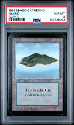 1993 Magic the Gathering MtG Island (Blue) - Alpha - PSA 8 - Image 1
