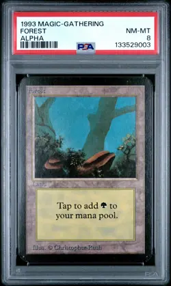 1993 Magic the Gathering MtG Forest - Alpha - PSA 8 - Image 1