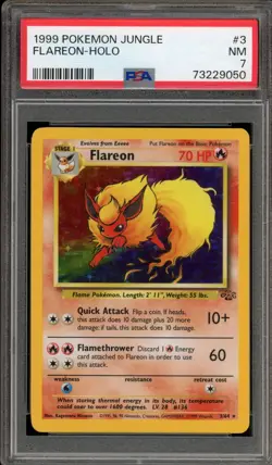 Pokemon Flareon Jungle Unlimited Holo Rare #3 PSA 7 - Image 1