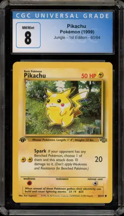 Pokemon Pikachu Jungle 1st Edition #60 CGC 8 - Image 1