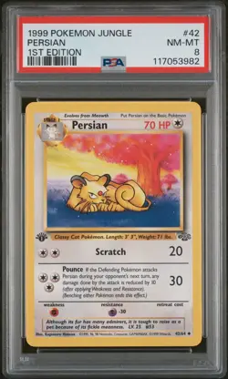 1999 Pokemon Jungle Persian 1st Edition #42/64 PSA 8 NM-MT WOTC Vintage TCG - Image 1