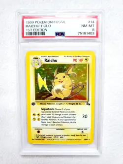 Pokemon 1999 Fossil RAICHU Holo 1st Edition 14/62 PSA 8 Near Mint WOTC VTG - Image 3