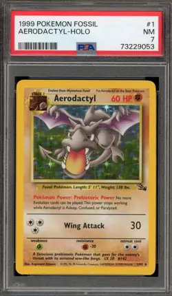 Pokemon Aerodactyl Fossil Unlimited Holo Rare #1 PSA 7 - Image 1
