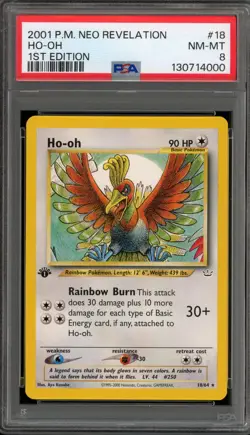 Pokemon Ho-Oh Neo Revelation 1st Edition Rare #18 PSA 8 - Image 1