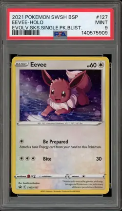 Pokemon Eevee Evolving Skies Blister Pk. Black Star Holo Promo SWSH127 PSA 9 - Image 1