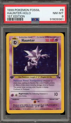 Pokemon Haunter Fossil 1st Edition Holo Rare #6 PSA 8 - Image 1