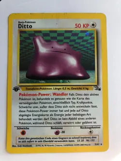 Pokemon TCG German Fossil Ditto 1st Edition Holo Rare 3/62 - Image 1