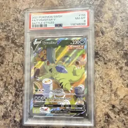 Pokemon Tyranitar V Full Art Holo 155/163 Battle Styles PSA 8 2021 TCG English - Image 1
