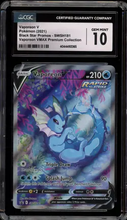 Pokemon Vaporeon V VMAX Premium Coll. Full Alt Art Promo SWSH181 CGC 10 Gem Mint - Image 1