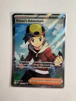 Pokemon TCG Ethan's Adventure Full Art Trainer Card 221/182 Destined Rivals NM - Image 1