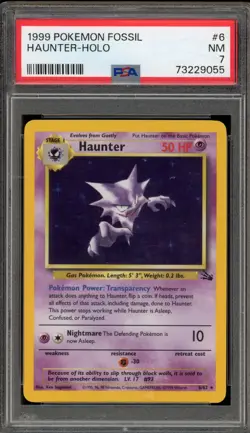 Pokemon Haunter Fossil Unlimited Holo Rare #6 PSA 7 - Image 1