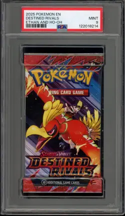 Pokemon Destined Rivals Ethan & Ho-Oh Sealed Booster Pack PSA 9 Mint - Image 1