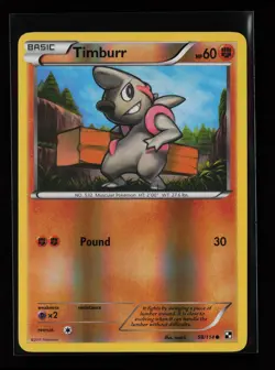 Timburr 58/114 Common Reverse Holo Black and White Pokemon Card - Image 1