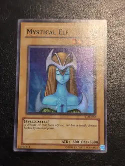 Yu-Gi-Oh! SUPER RARE HOLO CARD MYSTICAL ELF LOB-062 1996 VINTAGE PRINT NM/VLP - Image 1