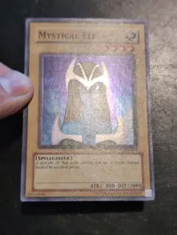 Yu-Gi-Oh! SUPER RARE HOLO CARD MYSTICAL ELF LOB-062 1996 VINTAGE PRINT NM/VLP - Image 2