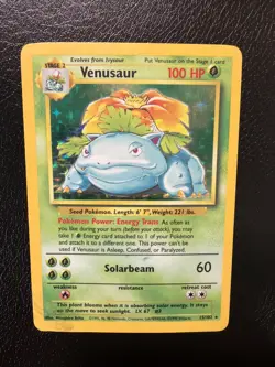 Venusaur 18/130 Holo Rare Base Set 2 Pokemon Card HP - Image 3