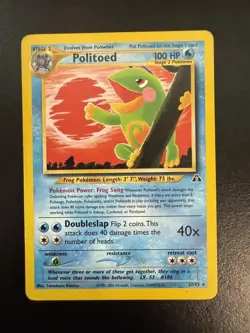 Pokemon TCG Politied 27/75 Rare Neo Discovery Card, Unlimited LP- - Image 1