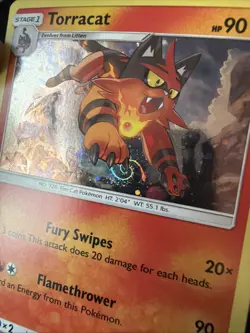 Torracat 25/149 Sun & Moon Cosmos Holo Rare SWIRL Pokemon Card LP - Image 2