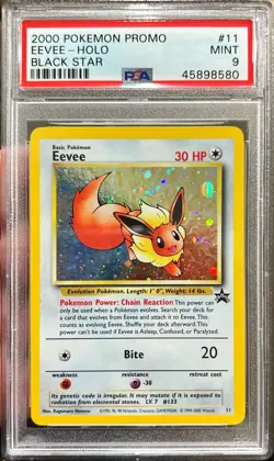 2000 Pokemon Promo Eevee Black Star Holo #11 PSA 9 Mint WOTC - Image 1
