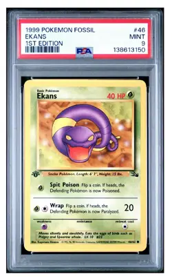 1999 POKEMON FOSSIL | 1ST EDITION EKANS 46 PSA 9 MINT - Image 1