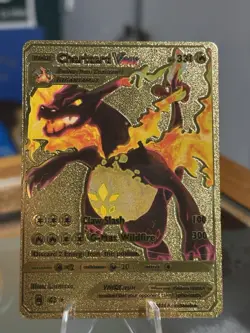 Shiny Charizard VMAX Gold Foil Mint Rare Pokemon TCG Collector Fan Art Card - Image 1